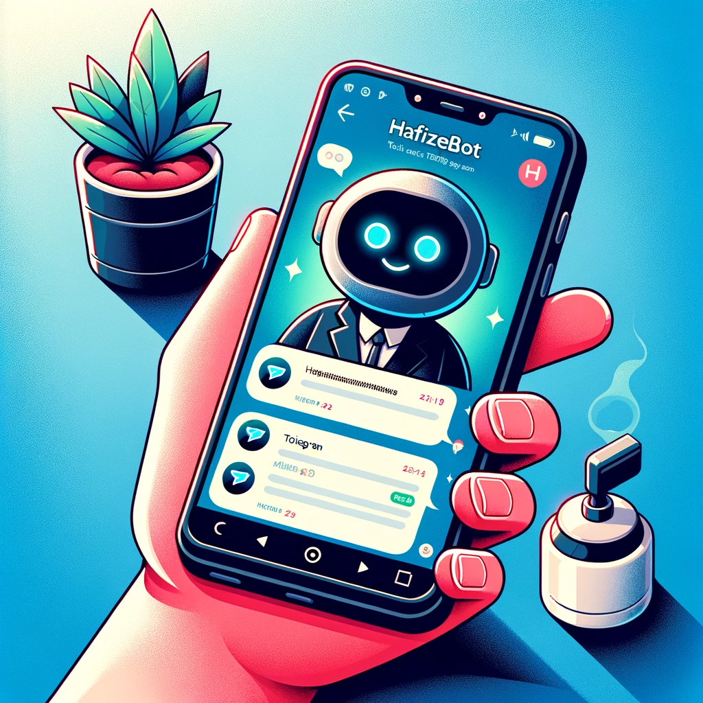 Acceso a HafizeBot desde la interfaz de Telegram en un smartphone, que subraya la facilidad de interacción con un bot de cripto líder.