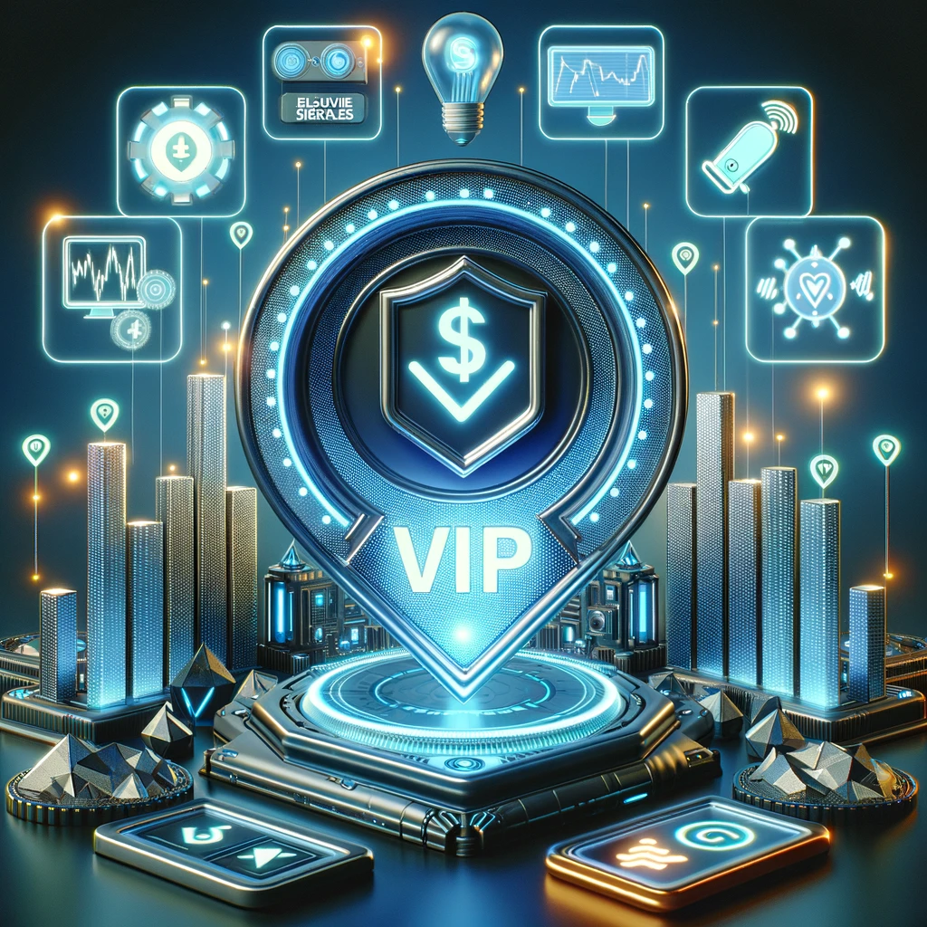 Ventajas exclusivas de la membresía VIP de HafizeBot, con una insignia VIP y una interfaz futurista de autotrader.